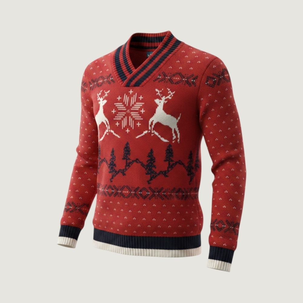 Tommy Hilfiger Sweater Childs Large Red Fair Isle Reindeer Turtleneck Pullover